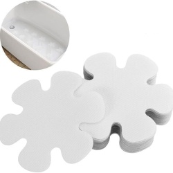 Set 10 stickere antialunecare pentru cada si dus, model floare, autoadezive, din PVC, albe, pentru baie, scari si suprafete alunecoase