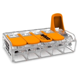 Set 10 x Conector WAGO 221-615, 5 Conductoare, 0,5-6 mm², cu Manetă, Transparent