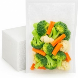 Set 100 pungi gofrate Typec pentru vidat alimente, grosime 105 microni, 15 x 25 cm, compatibile cu aparate de vidat externe