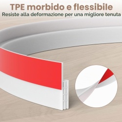 Set 2 Benzi Autoadezive Izolație Sub Ușă din TPE Flexibil, 100 x 5 cm, Etanșare Fonică și Termică cu Structură Tubulară Triplu-Strat, Acoperire Fante Până la 4 cm, Protecție Anti-Curent, Praf și Insecte, Alb - Img 7