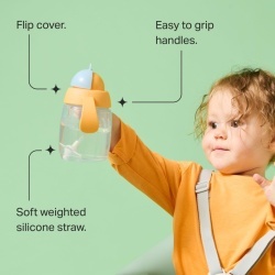 Set 2 căni cu pai din silicon Tommee Tippee Trainer Straw Cup, 6 luni+, 230 ml, mânere detașabile ergonomice, anti-curgere, Albastru - Img 4