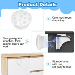 Set 2 Chei Magnetice de Rezervă pentru Siguranța Copiilor, Chei Magneți pentru Dulapuri și Sertare, Montaj Fără Unelte, Design Ergonomic - Img 8