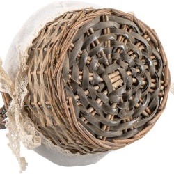 Set 2 Coșuri din Răchită Împletită Ideen mit Herz, Căptușeală Textilă Detașabilă cu Dantelă Croșetată, Mânere Mobile, Stil Shabby Chic / Vintage - Img 3