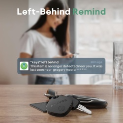 Set 2 Dispozitive de Urmărire Inteligente ATUVOS Smart Tracker Bluetooth, Compatibile cu Rețeaua Apple Find My (Unde este? - Doar iOS), Baterie Înlocuibilă CR2032 Inclusă, Difuzor Puternic 80–100 dB, Rezistență la Apă IP67, Fără Abonament, Negru - Img 5