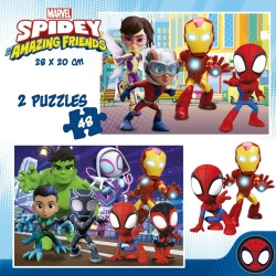Set 2 Puzzle-uri Educa Marvel Spidey and His Amazing Friends, 2 x 48 Piese, pentru Copii 4+ Ani, Model 19678 - Img 4