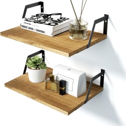 Set 2 Rafturi de Perete Extra Adânci (42 x 30 cm) Typec Home din Lemn și Oțel, Stil Vintage Carbonizat, Capacitate de Încărcare 18 kg, Etajere Suspendate pentru Organizare și Decor