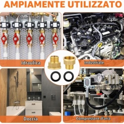 Set 2 Reducții / Adaptori din Alamă 3/4" Exterior x 1" Interior, Bucșă Filetată Hexagonală cu 2 Inele de Etanșare, pentru Apă, Gaz și Combustibil - Img 4