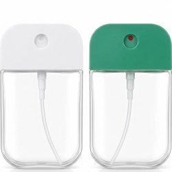 Set 2 sticle pulverizator tip card 50 ml, recipiente reîncărcabile spray fin nano mist pentru dezinfectant, parfum și cosmetice, Alb/Verde