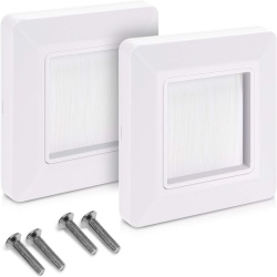 Set 2 Treceri de Cablu cu Perie kwmobile, Mască Pătrată 80 x 80 mm pentru Perete și Birou, Inserție Perie 50 x 50 mm, Organizator Cabluri TV, PC și Electrocasnice, Alb - Img 7