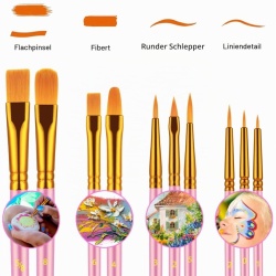 Set 20 Piese pentru Machiaj și Pictură pe Față: 10 Pensule Artistice Diverse Mărimi și 10 Bureți de Machiaj, Peri din Nailon Fin, pentru Copii și Adulți - Img 3