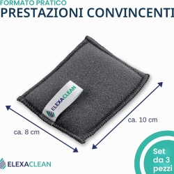 Set 3 Bureți de Vase cu Față Dublă ELEXACLEAN, 10 x 8 cm, Microfibră și Suprafață Abrazivă Anti-Zgârieturi, Lavabili la Mașină, Reutilizabili, Antracit - Img 8
