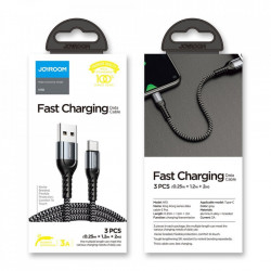 Set 3 x USB- Lightning cablu 0.25m + 1.2m + 2m Red Joyroom N10 King Kong series charging data - Img 5
