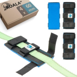 Set 4 Protecții pentru Colțuri / Margini pentru Chingi de Ancorare (Spanngurt) până la 60 mm - valonic KOALA, cu Neopren, Prindere cu Scai și Husă Multifuncțională cu Funcție de Steag Avertizare