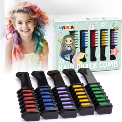 Set 5 Crete Colorate pentru Păr Magicat, Vopsea Temporară Lavabilă, Roșu, Albastru, Mov, Galben și Verde, pentru Copii, Halloween și Petreceri