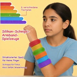 Set 6 Brățări Senzoriale Fidget din Silicon, Antistres, Texturi Diferite, Multicolore, pentru Copii și Adulți - Img 3