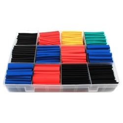 Set 850 Bucăți Tub Termocontractibil pentru Cabluri și Izolații Electrice, 12 Dimensiuni, Cutie Organizatoare, Culori Diverse