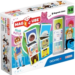 Set 9 cuburi magnetice, Geomag, 1 an+, Multicolor