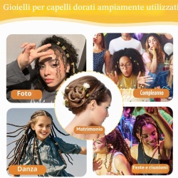 Set 90 Accesorii Aurii pentru Împletituri și Dreadlocks, Bijuterii Metalice pentru Păr, Diverse Stiluri, cu Cutie de Depozitare Transparentă, pentru Petreceri și Festivaluri - Img 2
