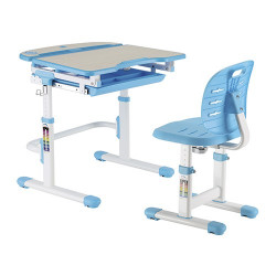 Set birou si scaun copii ergonomic reglabil in inaltime si spatar reglabil in adancime ErgoK RICO Albastru
