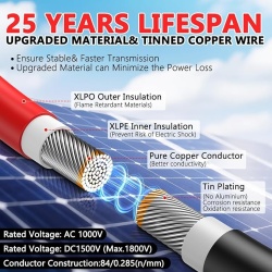 Set Cabluri Solare Typec Extensie Panouri Fotovoltaice 2x9.2 m (30 ft), 12 AWG (4 mm²), Conectori MC4 Tată și Mamă Impermeabili, Roșu și Negru - Img 6