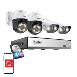 Set de 4 camere IP ZOSI C296 WiFi 5MP (2 buc.) și C182 WiFi 8MP (2 buc.) + recorder + unitate HDD de 2TB
