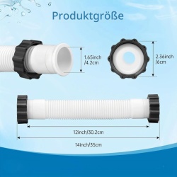 Set Furtun de Schimb cu Piuliță pentru Pompa de Piscină , Diametru 1.5 Inch (3.8 cm), Lungime 0.4 m, Alb - Img 8