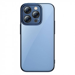 Set husa transparenta cu sclipici si sticla securizata Baseus pentru iPhone 14 Pro Max (albastru)
