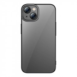 Set husa transparenta cu sclipici si sticla securizata Baseus pentru iPhone 14 Plus (negru)