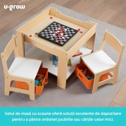 Set masuta si 2 scaune,lemn natur,U-Grow - Img 11