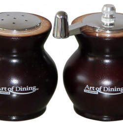 Set rasnita si solnita Heinner HR-JMZ09 lemn cu inox, 9 cm, culoare maro si razatoare dreptunghiulara Vanora