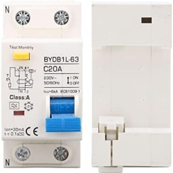 Siguranta automata diferentiala RCBO 20A Tip A, 30mA, 230V, BYDB1L-63, montaj pe sina DIN, protectie la suprasarcina si scurtcircuit, carcasa ignifuga PA66 - Img 4