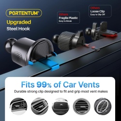 Suport Auto pentru Telefon cu Montare pe Grila de Ventilație – Versiunea Nouă 2026, Sistem de Blocare Triplu cu Cârlig Metalic, Rotație 360°, Compatibil cu Telefoane 4 – 7.5 Inch - Img 7