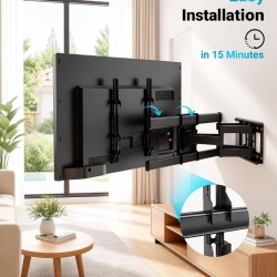 Suport TV de Perete Full Motion Typec Home pentru Televizoare de 37-85 Inch, Braț Dublu Heavy Duty, Rotire și Înclinare (Până la 60 kg / 132 lbs) - Img 2