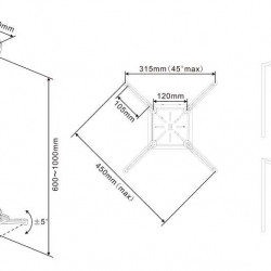 Suport videoproiector tavan Multibrackets MB-0742 Finetune, reglabil 1600-3000mm, max. 10kg, alb - Img 3