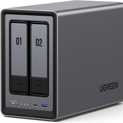 UGREEN Network Attached Storage DXP2800, cu procesor Intel N100 Quad-Core, 2-Bay, 8GB DDR5, HDMI 4K (Diskless), Gri