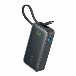 Acumulator extern Anker Nano 545, 10000 mAh, 30W, USB-C, USB-A, cablu USB-C incorporat, Negru