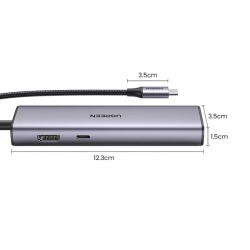 Adaptor Ugreen CM512 90568 USB-C - 2x USB-A 3.0 / HDMI / RJ45 / Cititor de carduri SD și TF / USB-C PD 100W - gri - Img 7