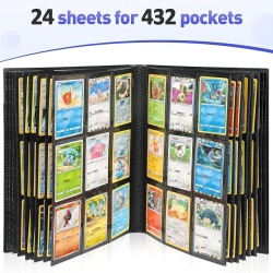 Album carti de colectie, 432 buzunare, 24 file fata-verso, 9 buzunare pe pagina, incarcare laterala (Side-Loading), compatibil Pokemon, Magic The Gathering, Yu-Gi-Oh, Negru - Img 7
