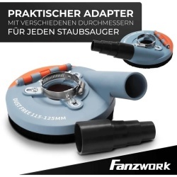 Aparatoare de aspirare a prafului pentru polizor unghiular (flex) 115–125 mm FANZWORK, include disc oala diamantat 125 mm pentru slefuit beton, sapa si adeziv gresie, calitate profesionala - Img 5