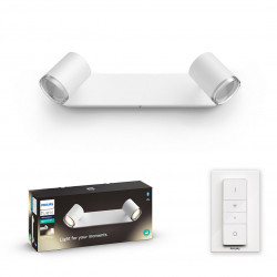 Aplica pentru oglinda din baie Philips Adore Hue, ZigBee Light Link, Bluetooth, 2xGU10, 5W (50W), 350 lm, lumina ambianta alba (2200-6500K), IP44, Alb, Intrerupator cu variator inclus