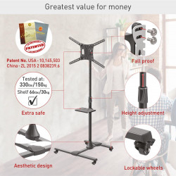 Barkan Mobile TV Mount Cart+Self 32"-83" - Img 3