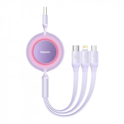 Baseus Bright Mirror 3, cablu USB 3-in-1 pentru micro USB / USB-C / Lightning 66W / 2A 1.1m (Violet)