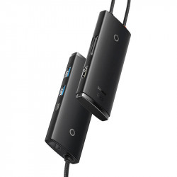 Baseus Lite Series Hub 6w1 USB-C la 2x USB 3.0 + USB-C + HDMI + SD/TF (negru) - Img 2