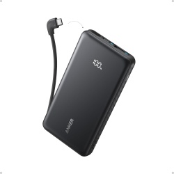 Baterie externa Anker Zolo 10.000 mAh, 22.5W, cu cablu USB-C inclus, Negru