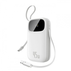 Baterie Externa Baseus EnerFill FC31, 20000mAh, 45W, QC + PD, 1 x Lightning - 1 x USB-A - 2 x USB-C, Alba E0028D01