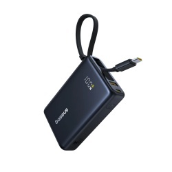 Baterie externa Baseus PicoGo 10000mAh Digital Display, cu cablu incorporat USB-C, Negru