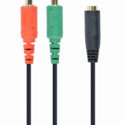 CABLU audio GEMBIRD Splitter stereo (2 x 3.5 mm jack T la 1 x 3.5 mm jack M), 20cm, negru "CCA-418" (timbru verde 0.08 lei)