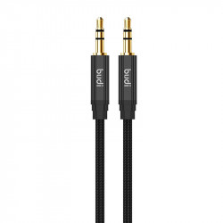 Cablu AUX mini mufa 3,5 mm la mini mufa 3,5 mm Budi, 1 m (negru)