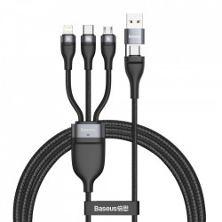 Cablu Baseus 3in1 USB / USB Type C cable - USB Type C / Lightning / micro USB (5 A - 100 W / 20 W / 18 W) 1.2 m Power Delivery Quick Charge black (CA2T3-G1)