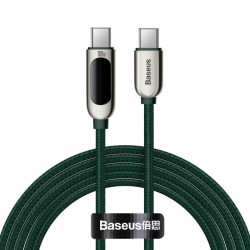 Cablu cu afisaj Baseus USB Type C - USB Type C 100W (20V / 5A) Power Delivery 2m green (CATSK-C06)